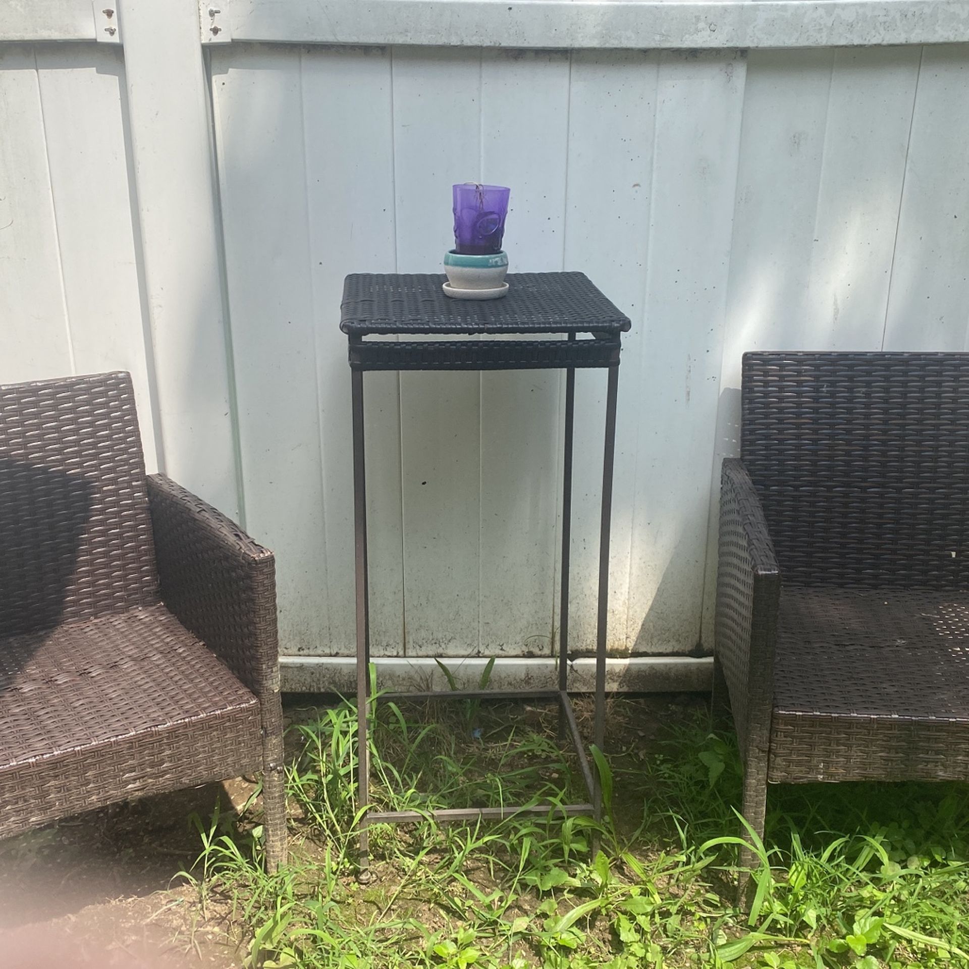 Patio Chairs And Tall Plant Stand