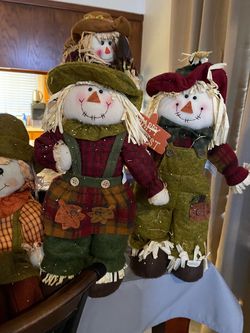 Fall Harvest Scarecrow Decorative Dolls Set