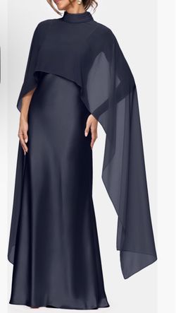 Navy blue satin gown