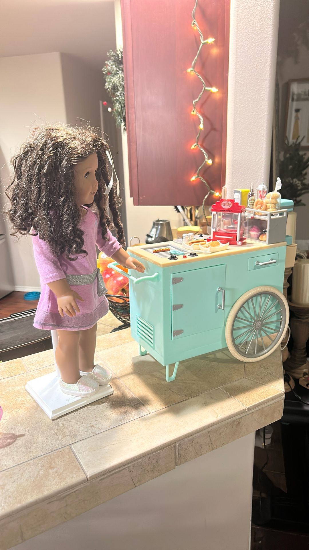 American Doll With Snack Cart