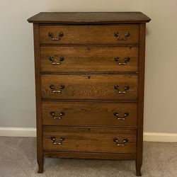 American Oak Tallboy Dresser 