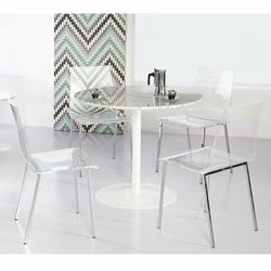 2 CB2 Style Clear Acrylic Side Chair Set of Two Acrylic Chrome Steel SALE