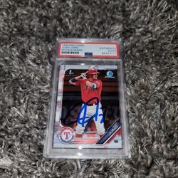 Josh Jung Signed 2019 1st Bowman Chrome Rookie Card RARE Rookiegraph PSA Label