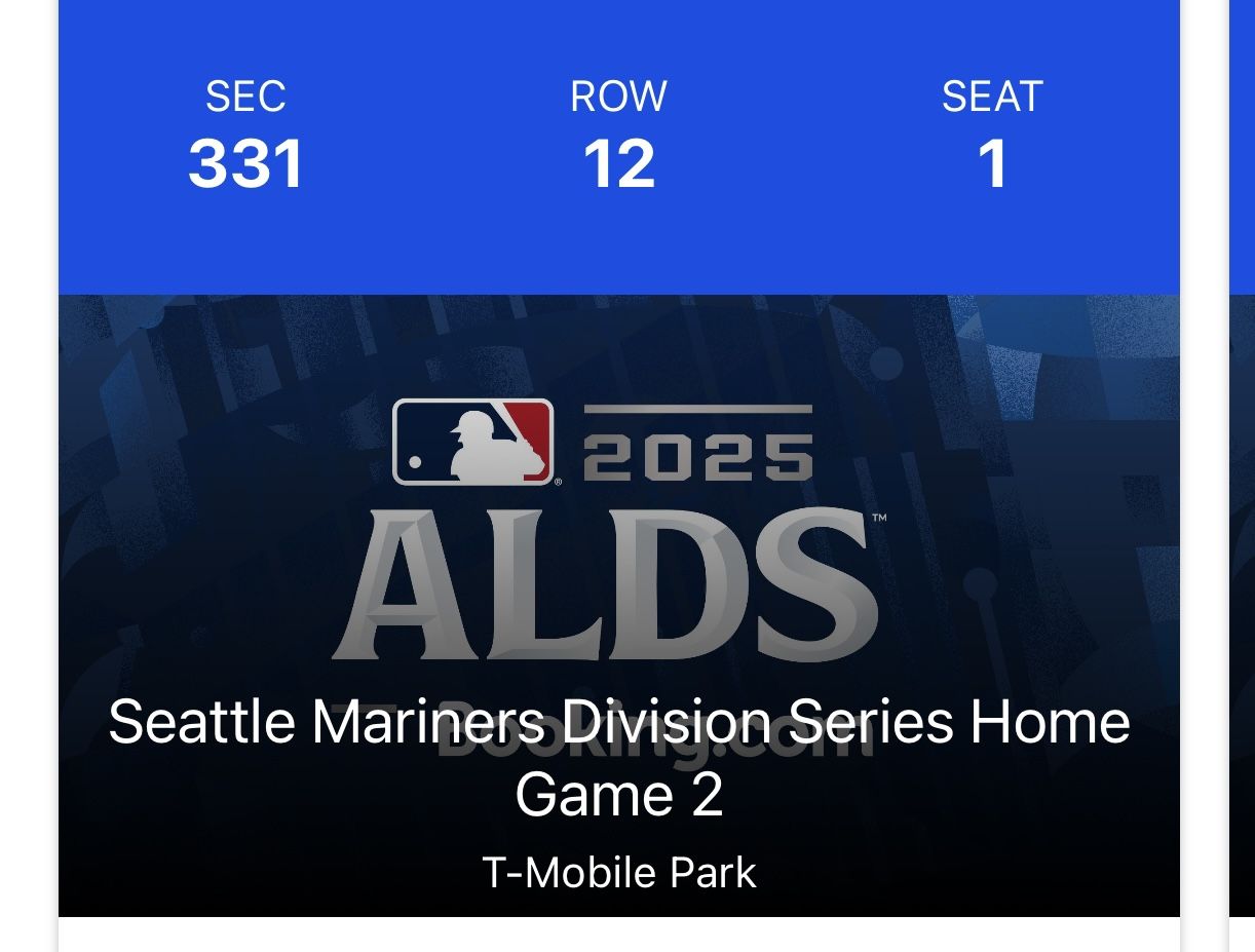 Mariners Ticket ALDS Game 2 - Behind Home Plate, Aisle Seat!