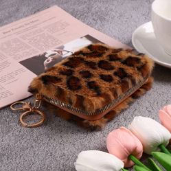 Furry Leopard Print Wallet