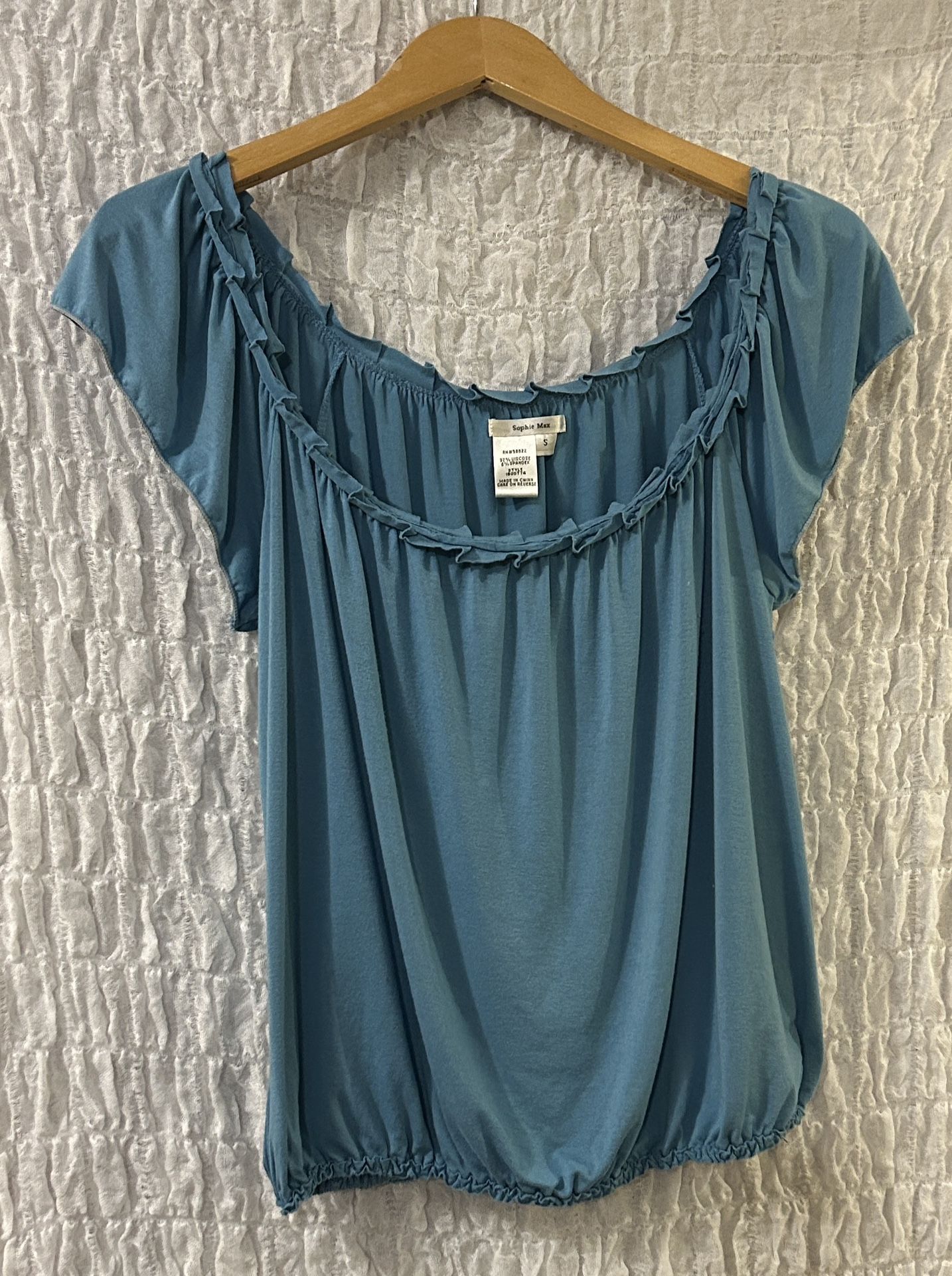 Sophie Max: Ruffled Cap Sleeve Top, Elasticized Bottom, Size: Small