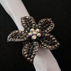 Black Flower Costume Ring