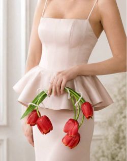 1pc Vintage Elegant Tulip Pearl Ring Handheld Bouquet, Wedding Accessory, Bohemian Minimalist Bridal Bouquet Prop