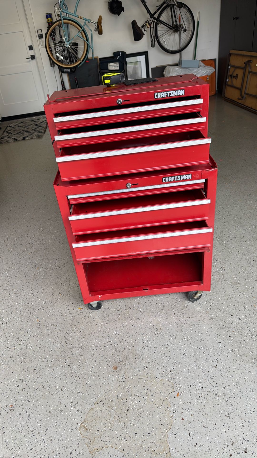 Two Piece Craftsman Tool Box On Wheels