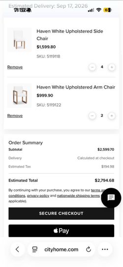 Haven White Upholstered Chair Set 6 Total