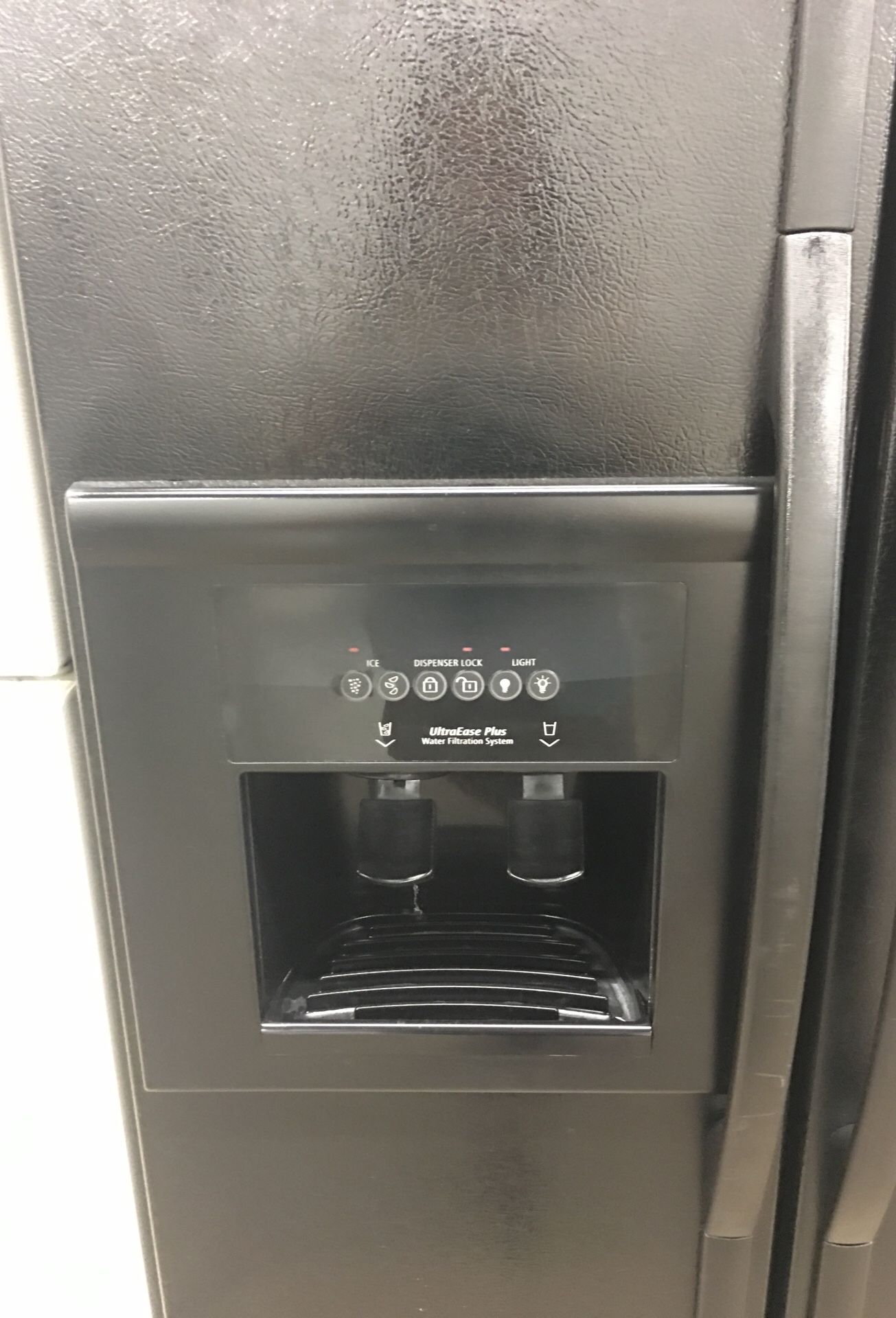 Black Whirlpool Gold Refrigerator with Side by Side Doors