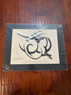 Vintage Nancy Chien-Eriksen Dragon Signed Art Print Matted 16x20