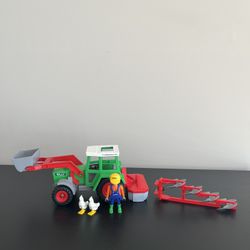 Playmobil 3718 Turbomatik Billy Farm Tractor Loader Tiller Chickens Vintage 1992
