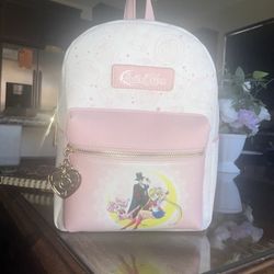 Loungefly sailor moon pink and white backpack purse