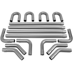 16Pcs 2 Inches Mild Steel DIY Custom Exhaust Tubing Mandrel Bend Pipes Straight & U-Bend Kit, Universal Fit kit de tubo de escape universal