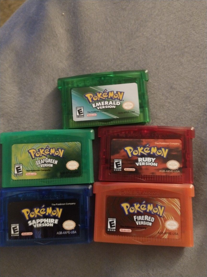 All 5 Pokemon Gba Gameboy Advance Reproduction Games: Sapphire Emerald Ruby Fire Red And Leaf Green For Nintendo Gameboy Advance Gba Sp Ds And Ds Lite