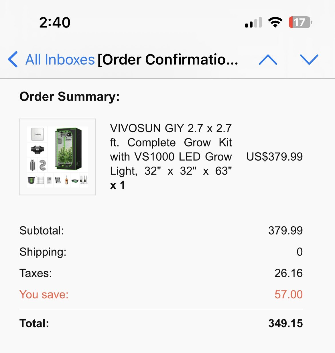 New vevo sun 2 Plant Grow Tent/complete Kit