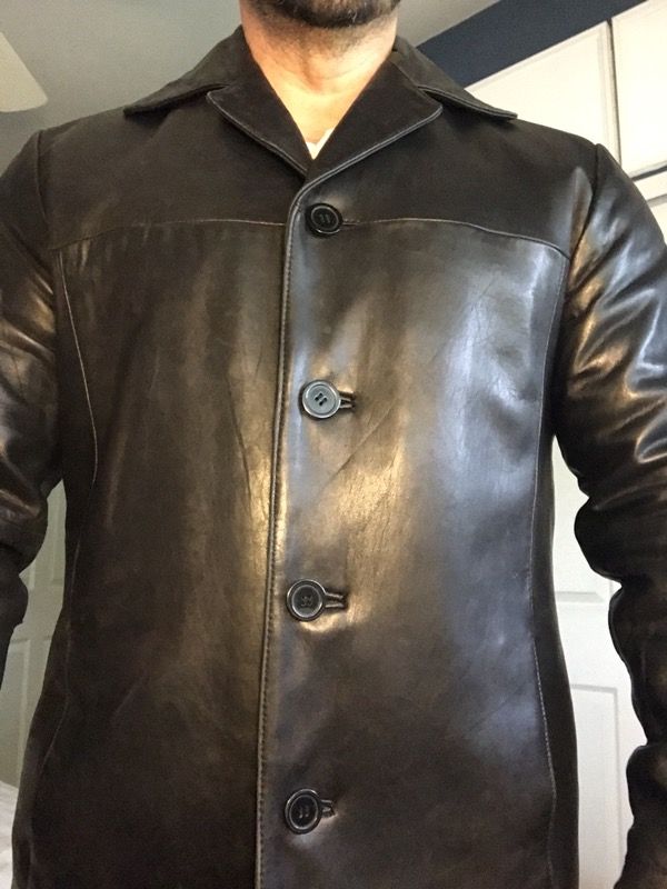 Men’s black leather jacket