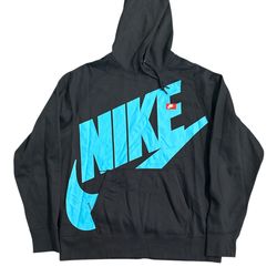 Nike Futura Big Logo Hoodie Gamma Blue Black XL 586182-012 Streetwear
