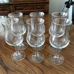 Set of 6 Vintage Glass or Crystal Wine Glasses