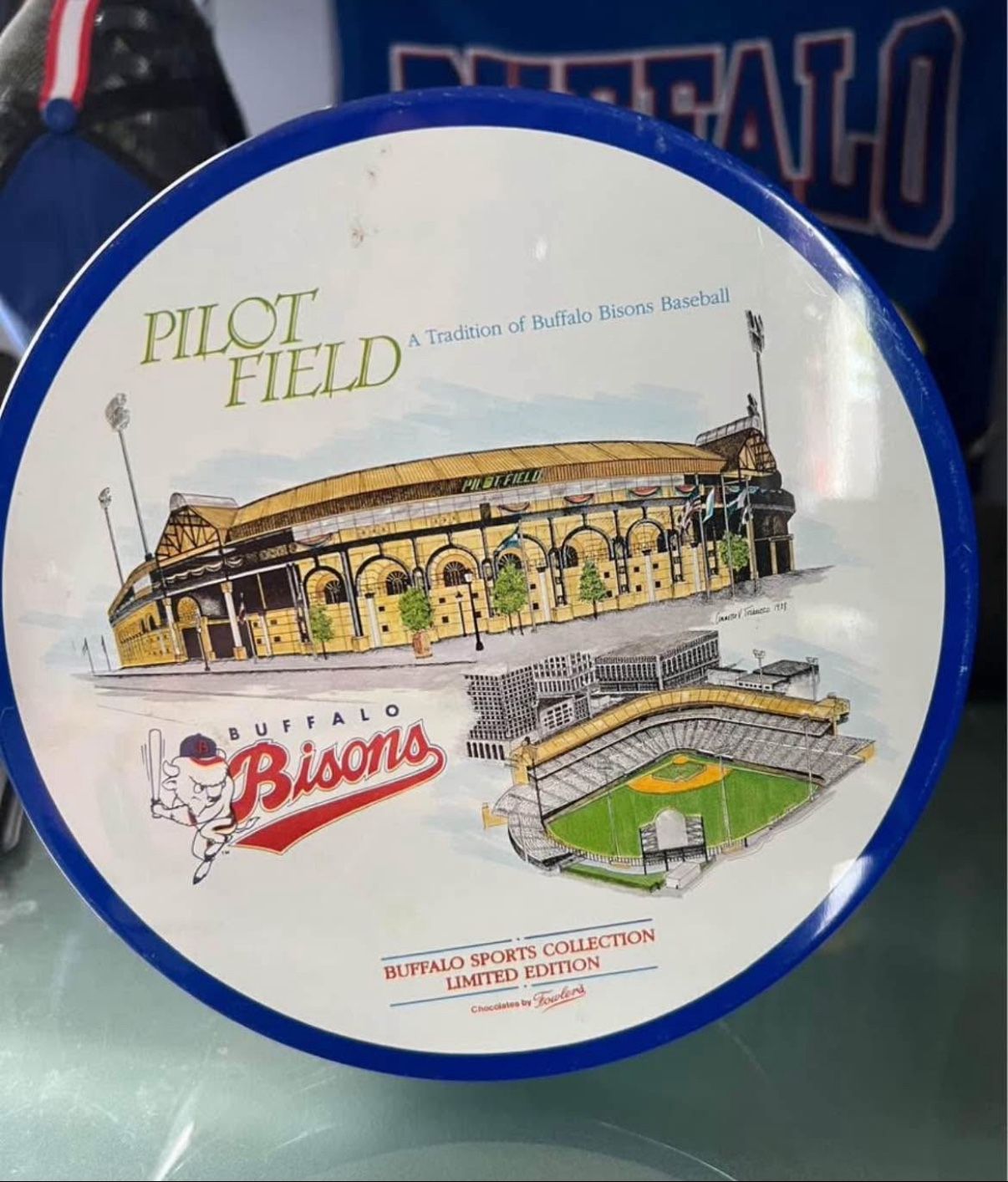 Buffalo Bisons Fowlers Chocolate Pilot Field Commemorative Tin