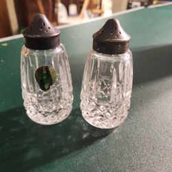 Waterford Lismore Salt & Pepper Shaker Set with EPNS metal Lids 3.5" Tall