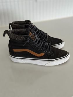 VANS SK8-HI MTE Black Tweed Sneakers Suede Leather Mens 5.5/ W 7 Skate Grunge