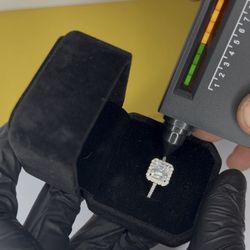 Moissanite 4CT Iced Square Cut Ring