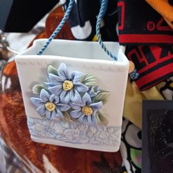 A Ceramic Gift Bag Blue Flowers