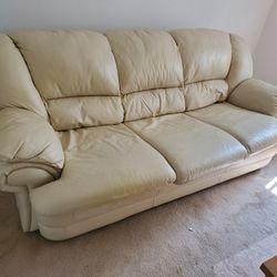 Beige Leather Sofa