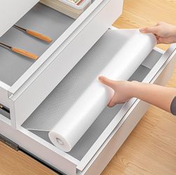 17.5 Inch x 20 Feet Shelf Liner Cabinet Liner for Kitchen: Clear Non-Adhesive Drawer Liner Refrigerator Liners Reusable Easy to Clean