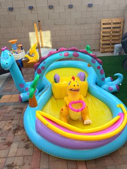 Dinoland Inflatable Mini Water Slide Park & Kiddie Swimming Pool