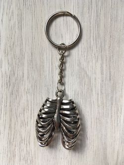 Handmade Keychains Heart Brain Ribs Silver Keychain