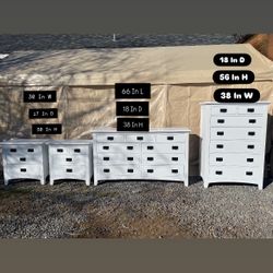 DRESSER AND 2 NIGHTSTANDS AND TALL DRESSER