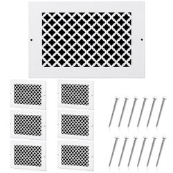 10 x 6 Inch 6 Pack Return Air Grille Vent Covers & 12 Screw, Lattice Heavy Duty Steel, HVAC Duct Cover Replacement, White Decorative Register, for Hom