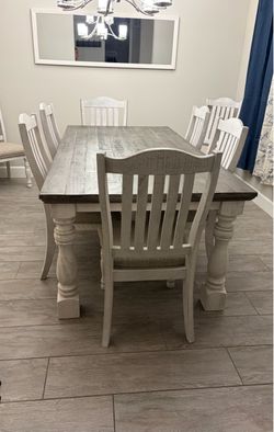 Farmhouse Dining Table with 8 Chairs