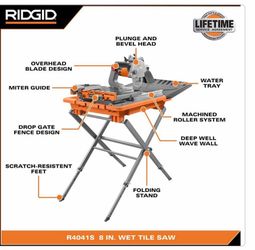 RIDGID 12 Amp 8 in. Blade Corded Wet Tile Saw with Extended Rip