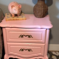 Nightstand With Two Drawers Pink