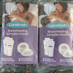 Lansinoh breastfeed samples disposable nursing pads and breast milk storage bags