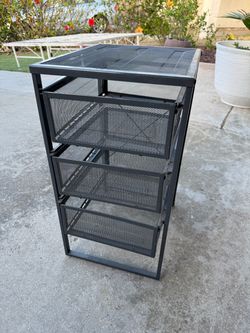 Black Metal Mesh 3-Drawer Storage Unit