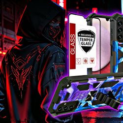 12 cover for Galaxy A54 5G case, Samsung A54 5G case with tempered glass screen protector (full coverage), dual-layer shockproof, military-grade, bu