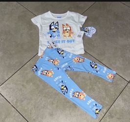 Bluey and Bingo Toddler Girl’s Shirt and Leggings Outfit, Size 2t