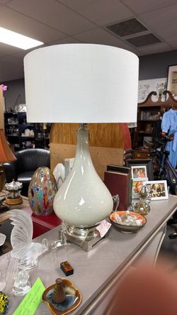Large Ceramic /glass Table Lamp with White Shade