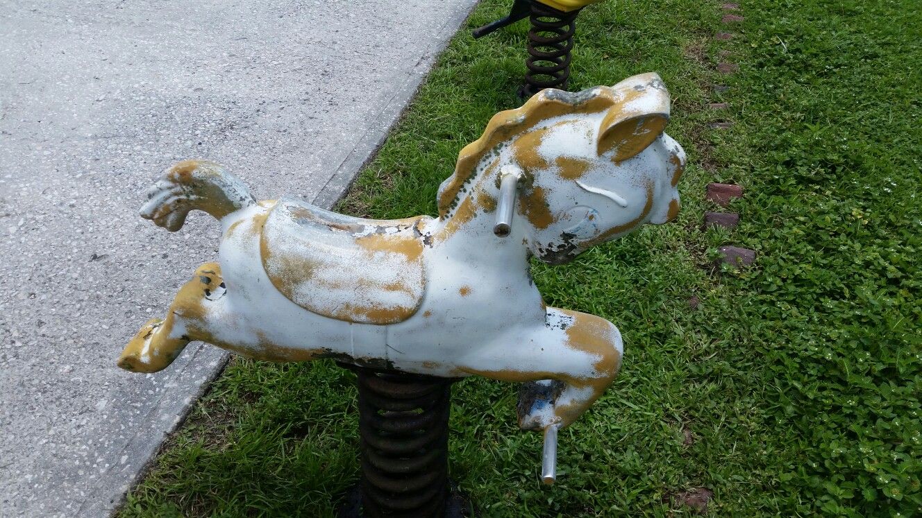 Vintage Cast Aluminum Spring Rider Horse