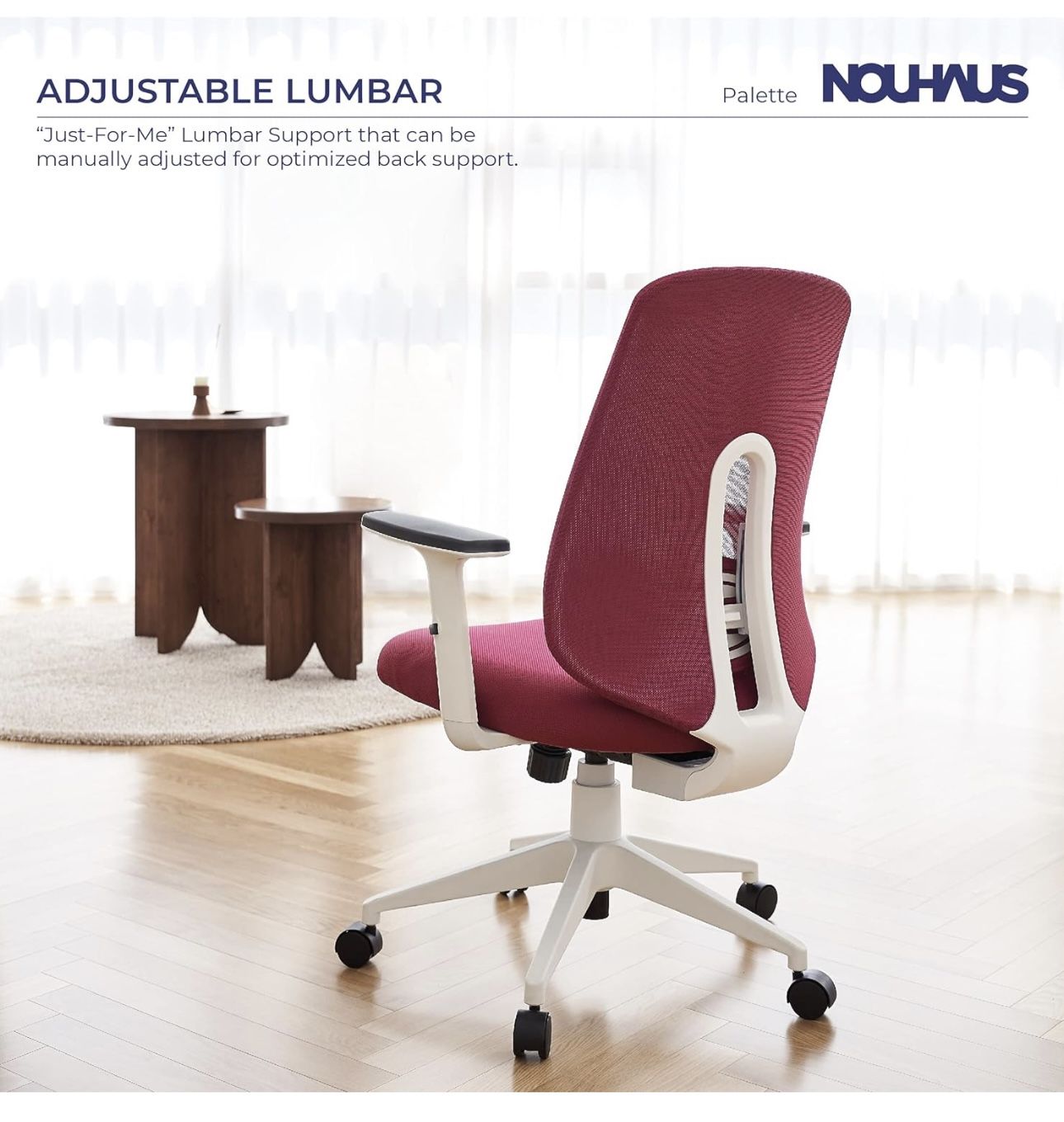 Was 200$ Nouhaus Palette Ergonomic Office Chair Comfortable Swivel Computer Desk Chair, Lumbar Adjust Rolling Chair. (Burgundy)