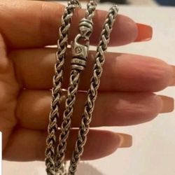 David Yurman 18" Sterling Silver Wheat Necklace 4mm 