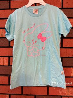 Light Blue Bunny Graphic T-Shirt