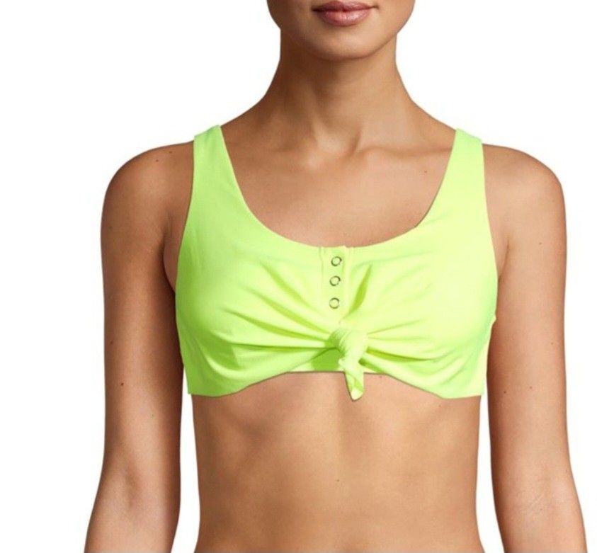 No Boundaries Juniors' Orbit Yellow Henley Swimsuit Top Sz M ( 7- 9)