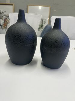 Black Textured Ceramic Vase Set