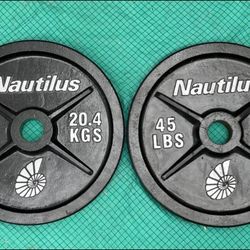 PAIR  OF  45 LB.  NAUTILUS  OLYMPIC  PLATES